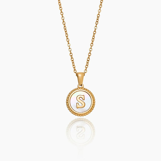 Mother Of Pearl Initial Pendant Necklace