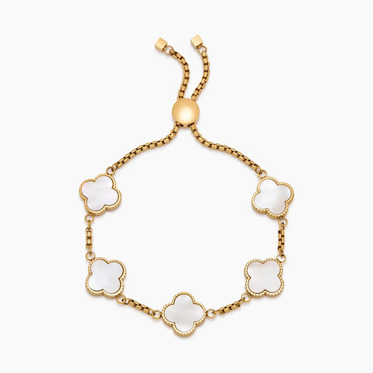 Mother of pearl clover bracelet gold — Olivia Jewelry
