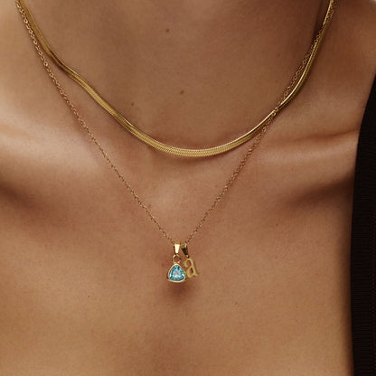 Cursive Initial & Birthstone Necklace