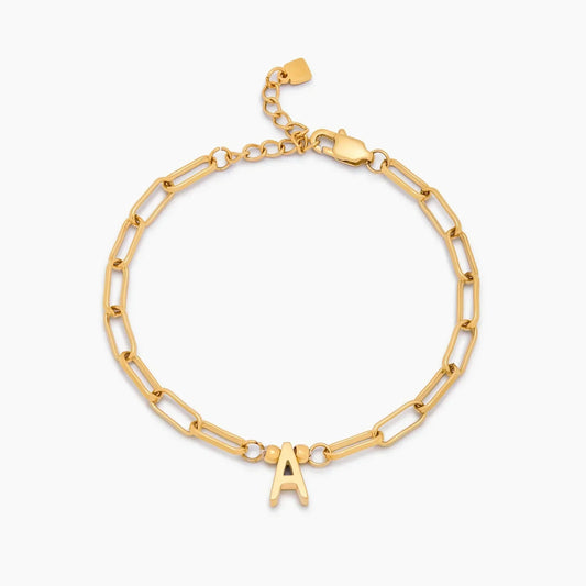 Paperclip Initial Charm Bracelet