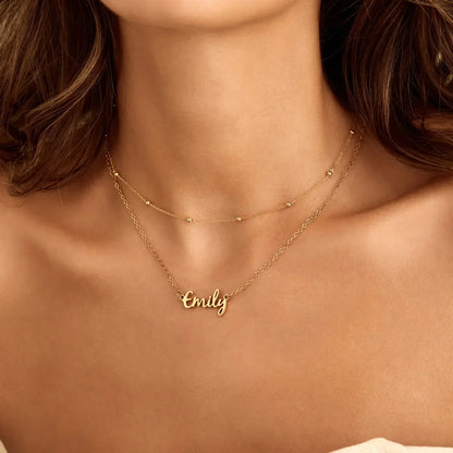 Custom name necklace close-up detail — Olivia Jewelry