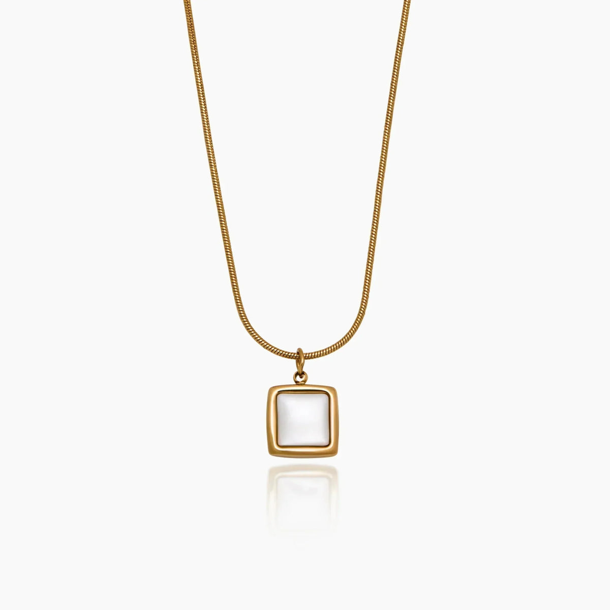 Mother of Pearl Square Pendant Necklace