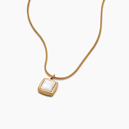Mother of Pearl Square Pendant Necklace
