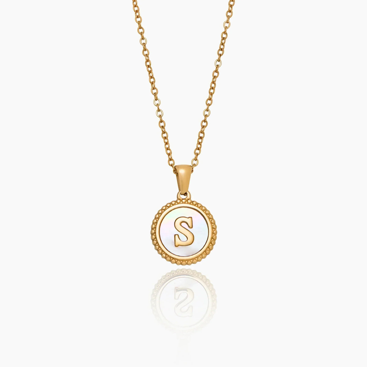 Mother Of Pearl Initial Pendant Necklace