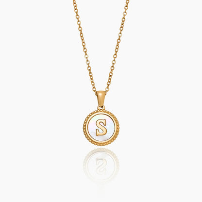 Mother Of Pearl Initial Pendant Necklace