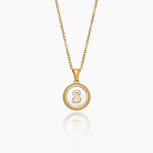 Mother Of Pearl Initial Pendant Necklace
