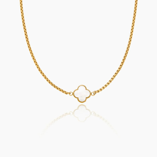 Pearl clover necklace gold — Olivia Jewelry