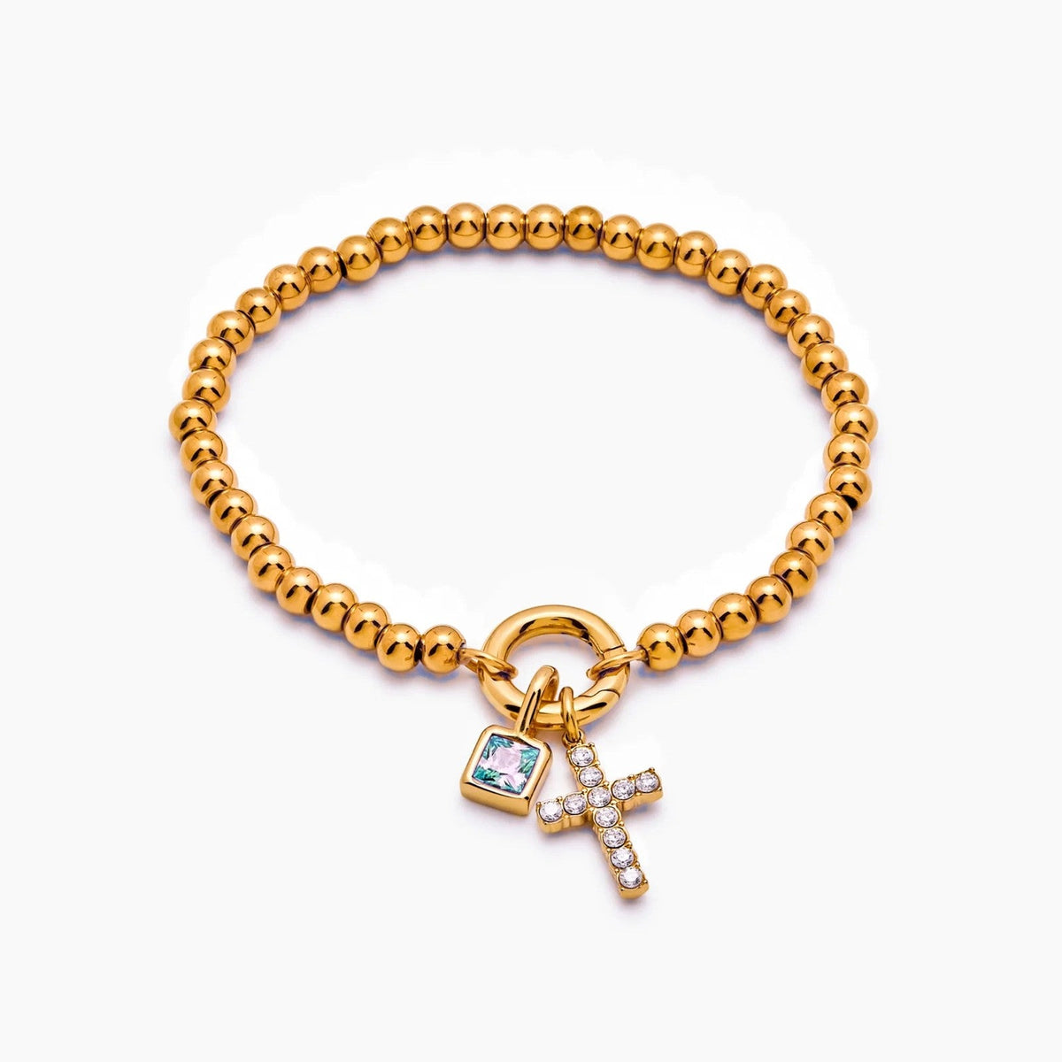 beaded-cross-birthstone-bracelet — Gold / Sep-Sapphire
