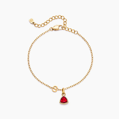 birthstone-initial-charm-bracelet — Gold / Jan-Garnet