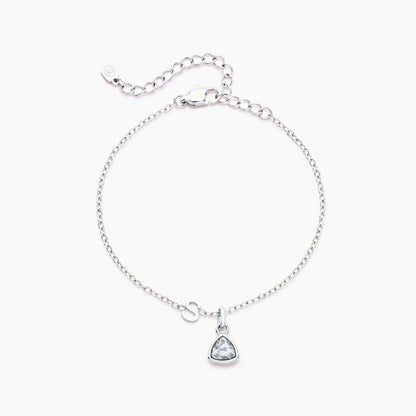 birthstone-initial-charm-bracelet — Silver / Apr-Diamond