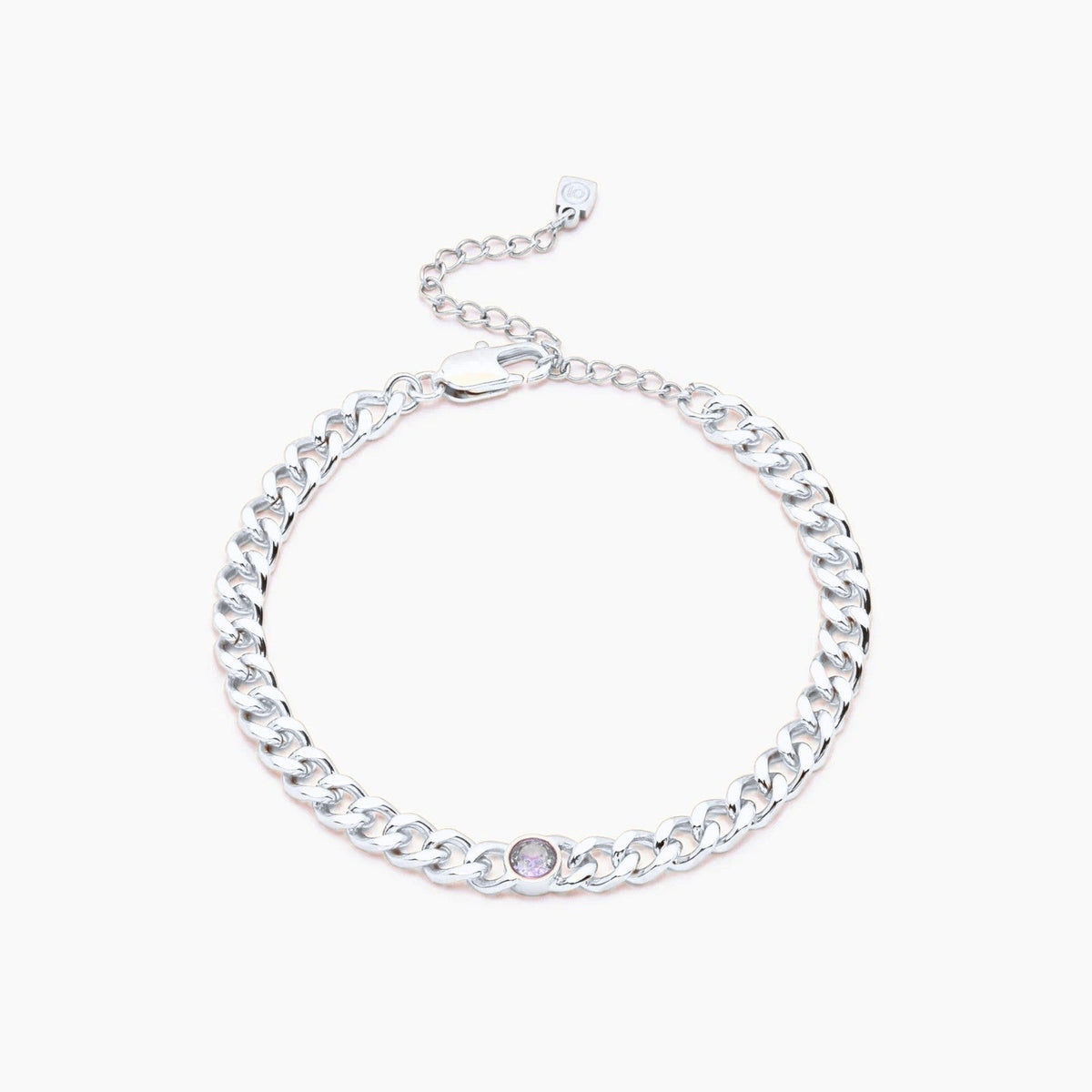 curb-chain-birthstone-bracelet — Silver / Apr-Diamond