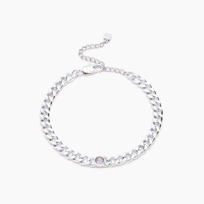curb-chain-birthstone-bracelet — Silver / Apr-Diamond