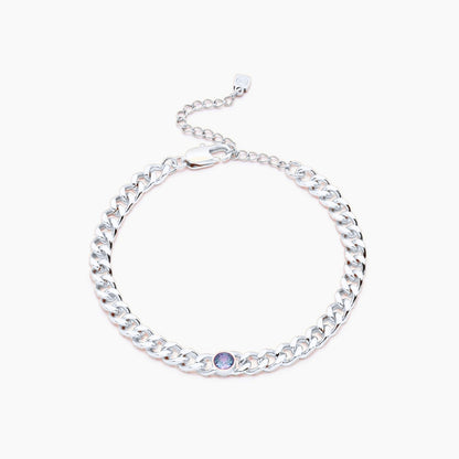 curb-chain-birthstone-bracelet — Silver / Dec-Blue Topaz
