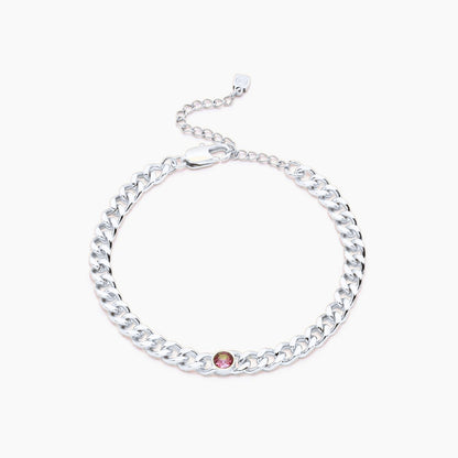 curb-chain-birthstone-bracelet — Silver / Jul-Ruby