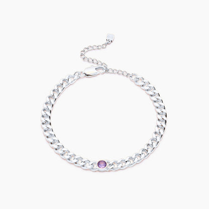 curb-chain-birthstone-bracelet — Silver / Jun-Alexandrite