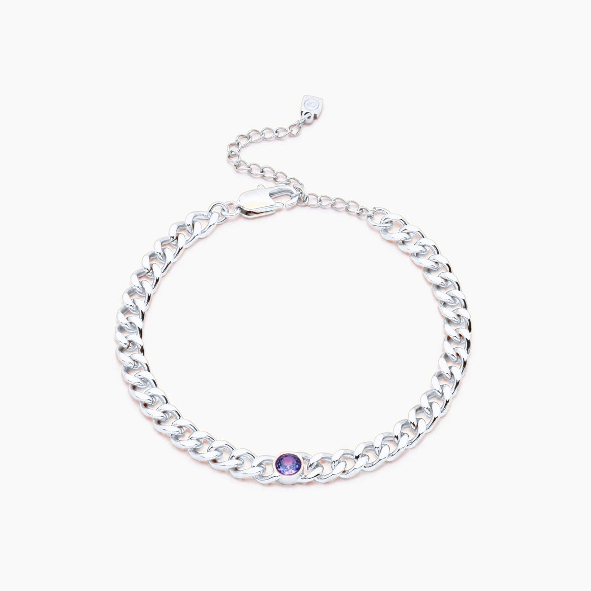 curb-chain-birthstone-bracelet — Silver / Sep-Sapphire