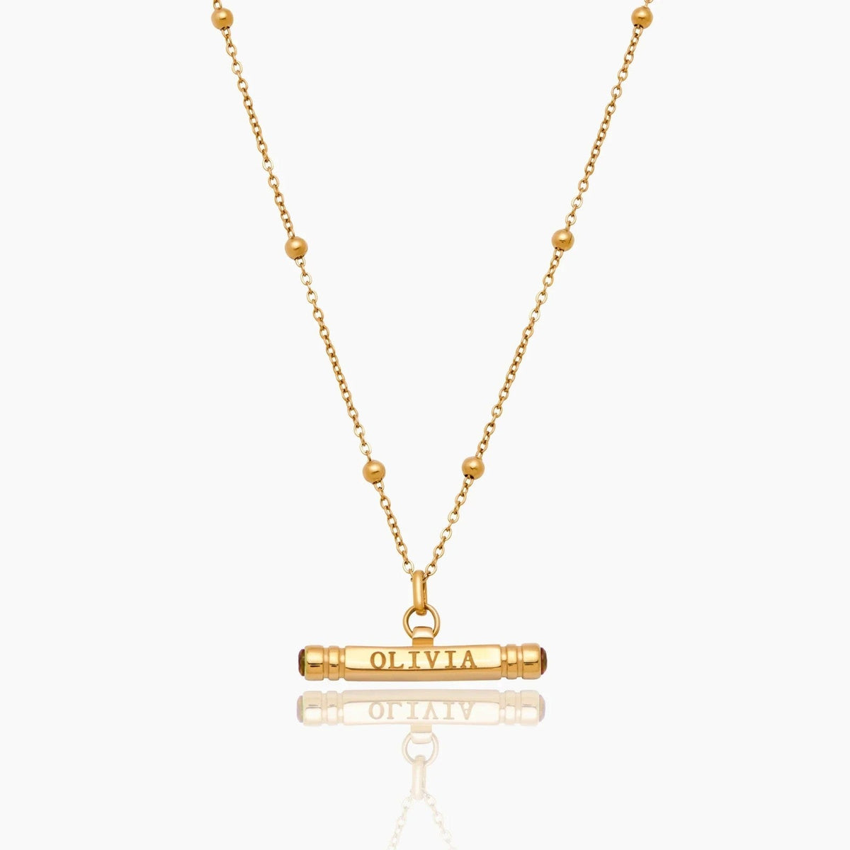 custom-name-birthstone-t-bar-necklace — Gold / Nov-Citrine