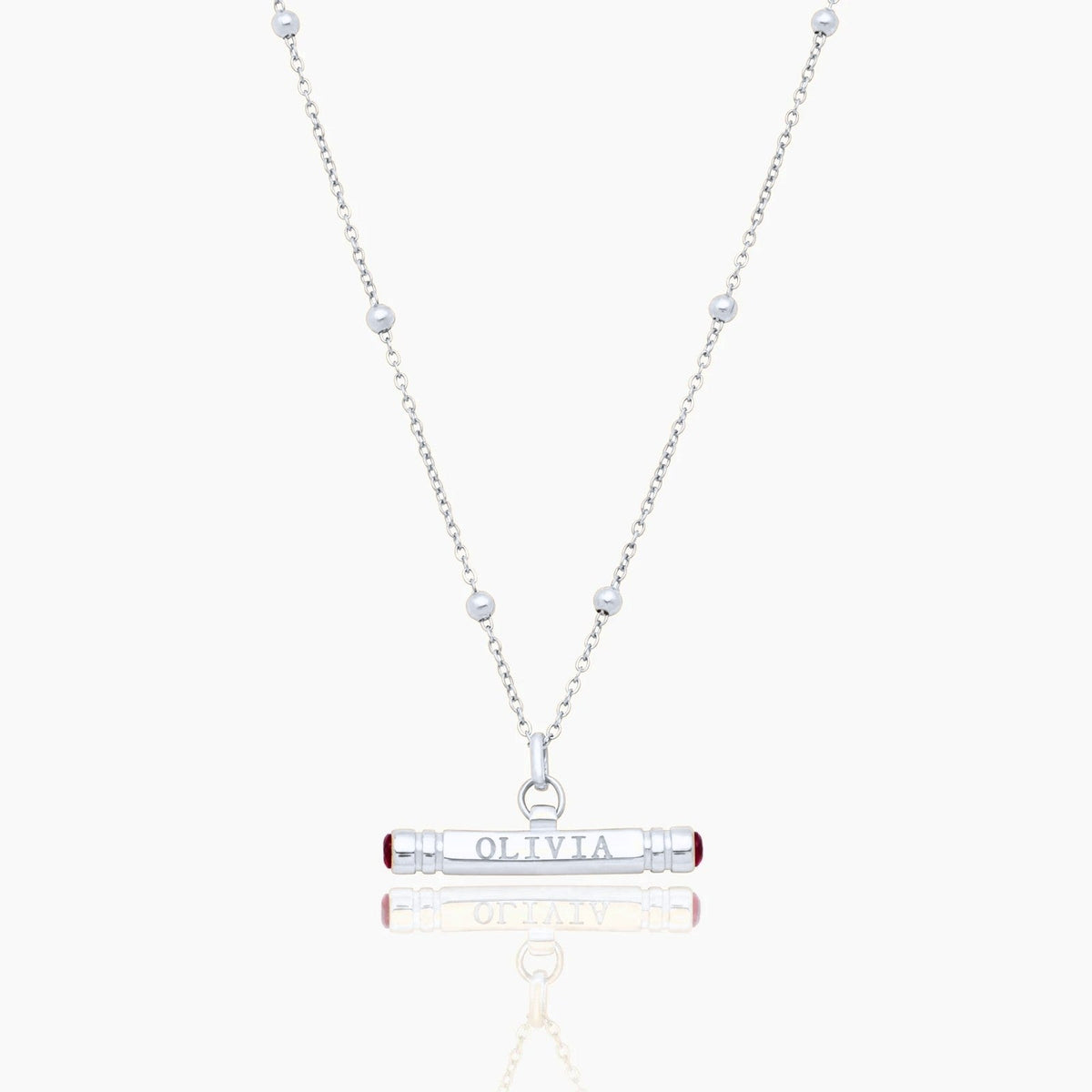 custom-name-birthstone-t-bar-necklace — Silver / Jan-Garnet