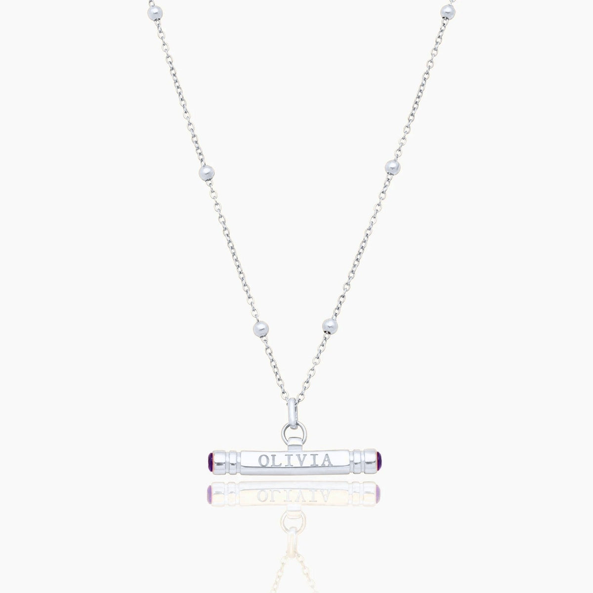 custom-name-birthstone-t-bar-necklace — Silver / Jun-Alexandrite