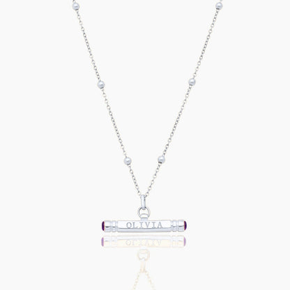 custom-name-birthstone-t-bar-necklace — Silver / Jun-Alexandrite