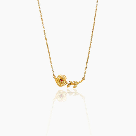 Dainty birth flower necklace gold — Olivia Jewelry