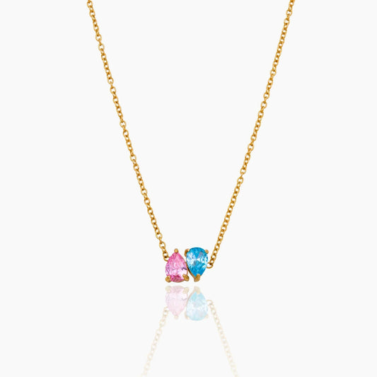 Duo Teardrop Birthstone Necklace