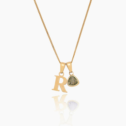 initial-birthstone-charm-necklace — Gold / November Citrine