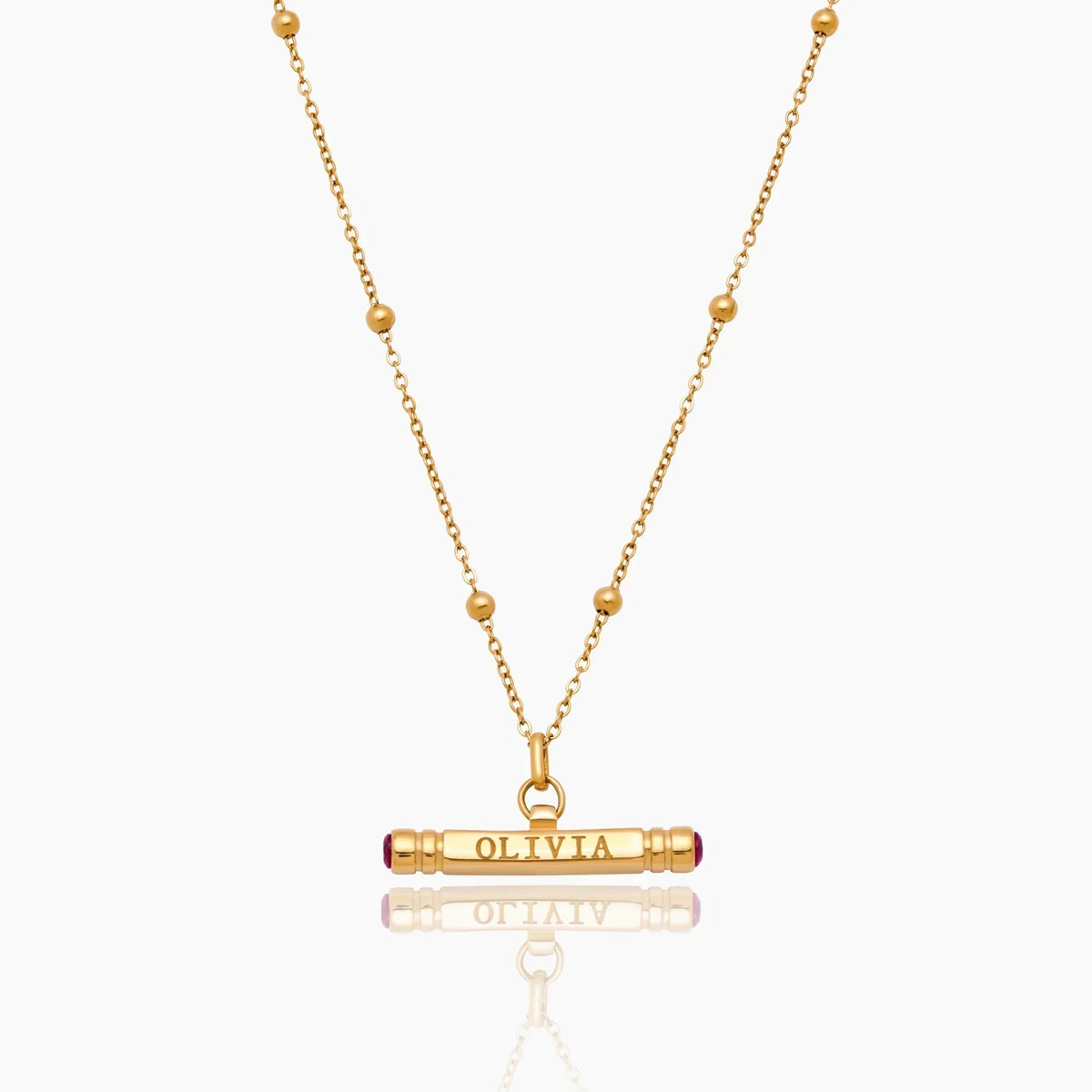 Custom Name & Birthstone T-Bar Necklace