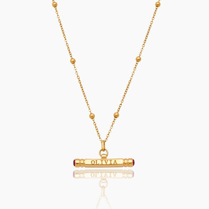 Custom Name & Birthstone T-Bar Necklace