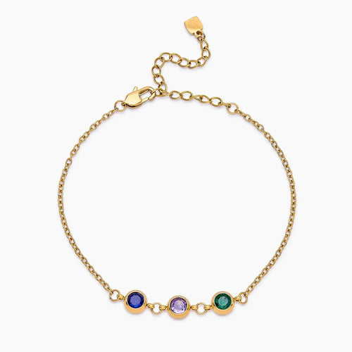 Personalised multi-birthstone bracelet gold — Olivia Jewelry