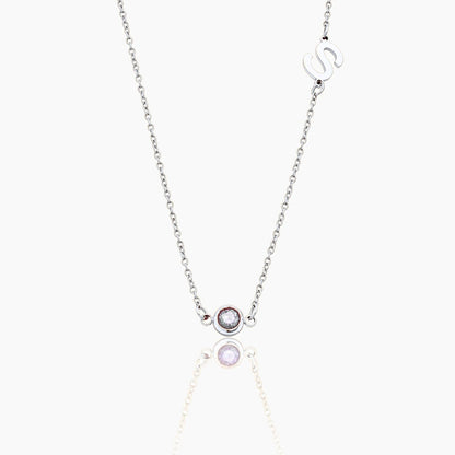 side-set-initial-birthstone-necklace — Silver / Apr-Diamond